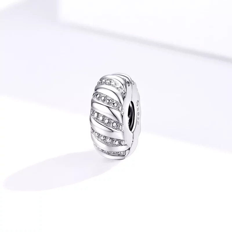 (imagen para) Clip Pandora de estilo plata con textura simple - BSC278 - Ver 2