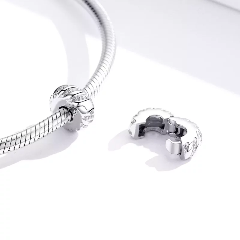 (imagen para) Clip Pandora de estilo plata con textura simple - BSC278 - Ver 4