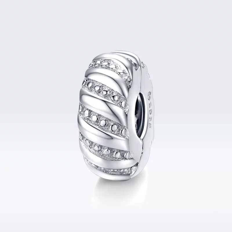 (imagen para) Clip Pandora de estilo plata con textura simple - BSC278 - Ver 5