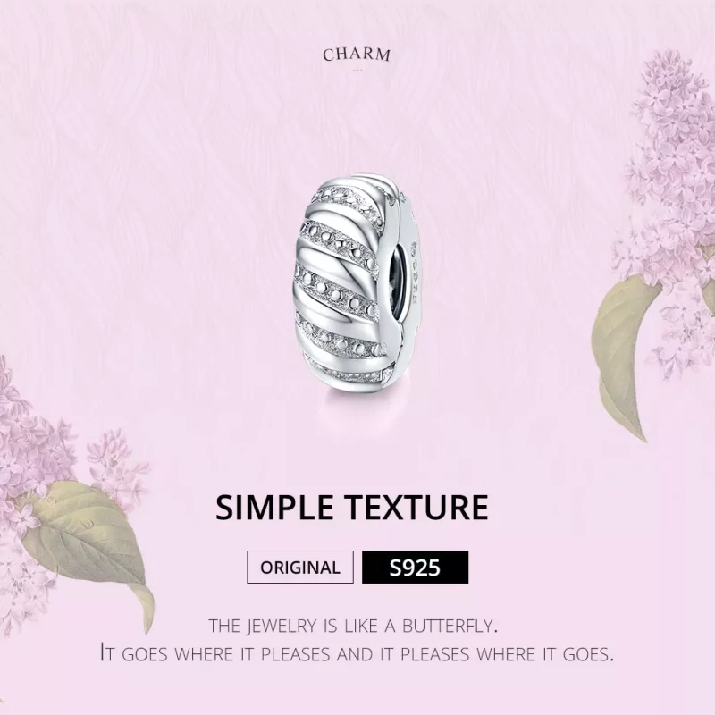 (imagen para) Clip Pandora de estilo plata con textura simple - BSC278 - Ver 6