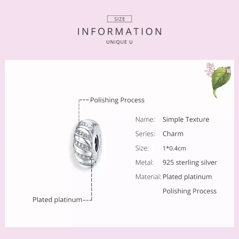(imagen para) Clip Pandora de estilo plata con textura simple - BSC278 - Ver 7