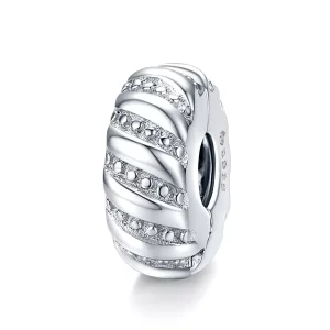(imagen para) Clip Pandora de estilo plata con textura simple - BSC278