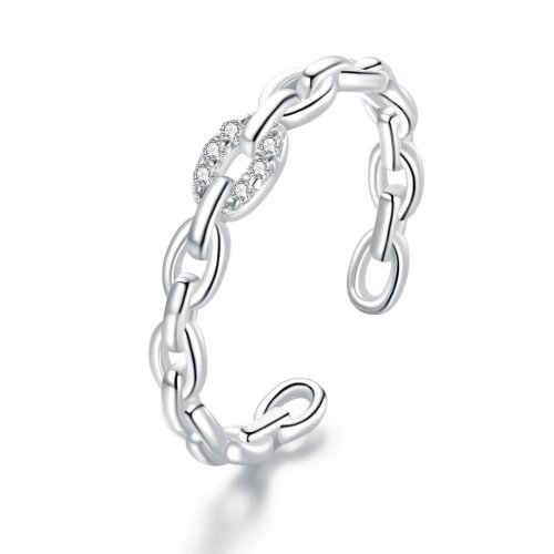 Anillo abierto de cadena geométrica estilo Pandora - BSR145