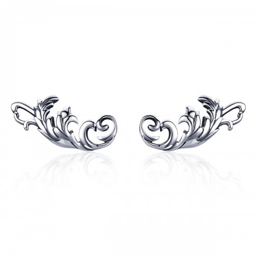Exquisitas pendientes de botón estilo Pandora de plata retro europea con flores - SCE580