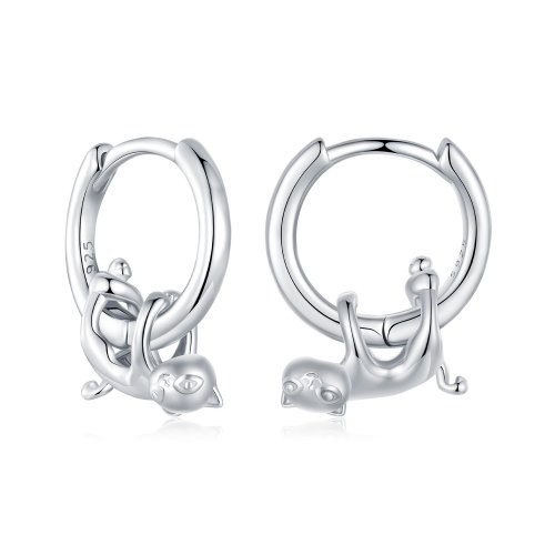 Pendientes con forma de gato estilo PANDORA - SCE1756