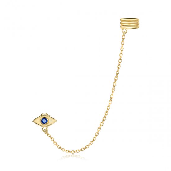 Pendientes colgantes estilo Pandora chapados en oro de 18 quilates con ojo de diablo - SCE1096 - Haga click en la imagen para cerrar