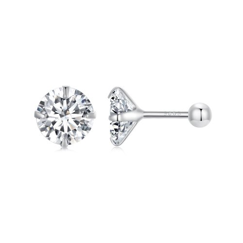 Pendientes de botón de estilo Pandora con circonio blanco - SCE1646-L