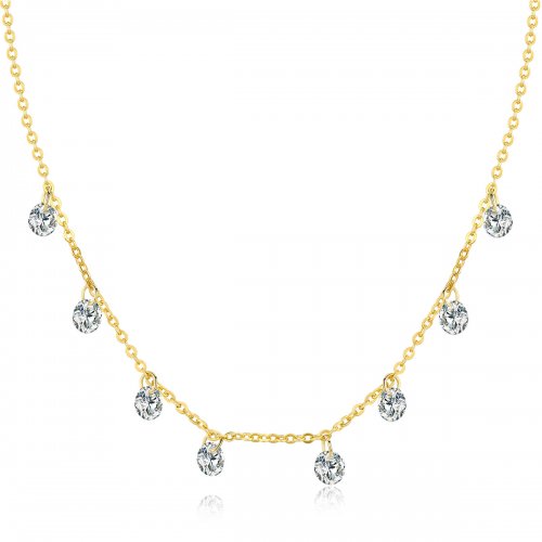 Collar de Cadena Recogedora con Baño de Oro al Estilo Pandora - SCN299-B