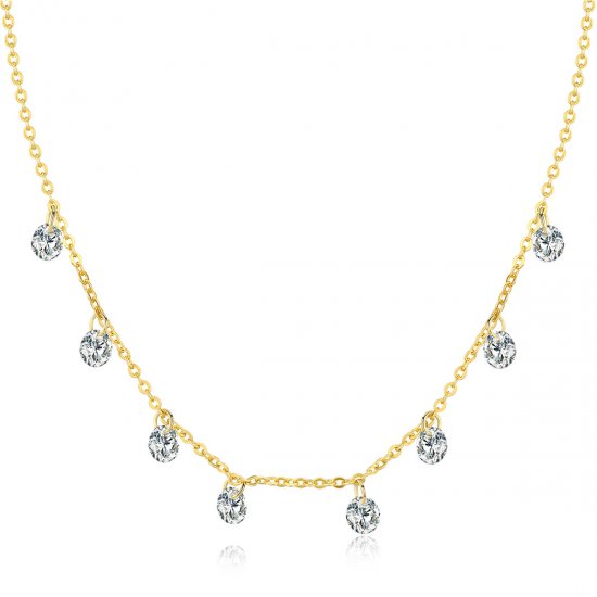 Collar de Cadena Recogedora con Baño de Oro al Estilo Pandora - SCN299-B - Haga click en la imagen para cerrar