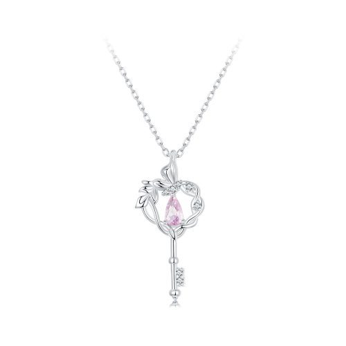 Collar con forma de mariposa y llave en forma de corazón estilo PANDORA - SCN518