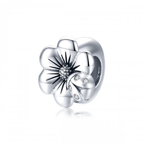 Charm de Flor en Flor de Plata Estilo Pandora - SCC1722