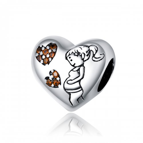 Charm de madre embarazada estilo Pandora en plata - SCC1589