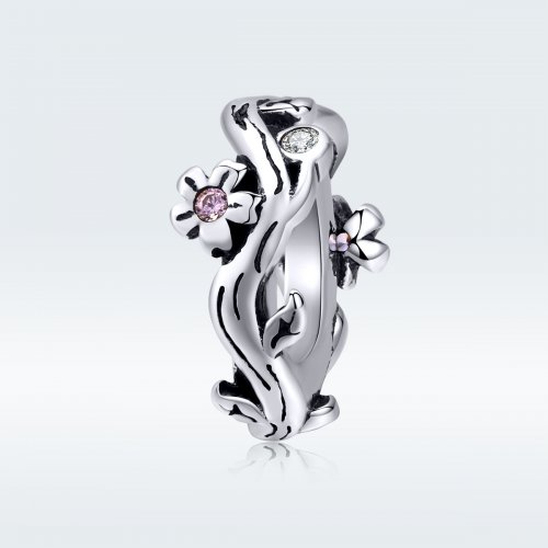 Charm de separador de flor plateada estilo Pandora - SCC1448