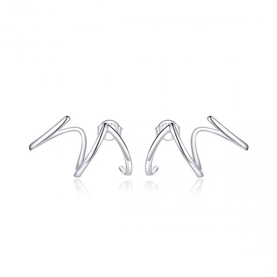 Pendientes de botón de línea simple estilo Pandora en plata - SCE986 - Haga click en la imagen para cerrar