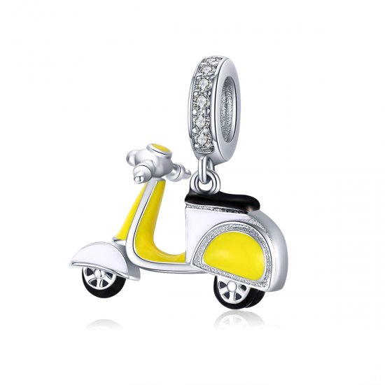Pendiente de motocicleta plateada estilo Pandora - BSC136 - Haga click en la imagen para cerrar
