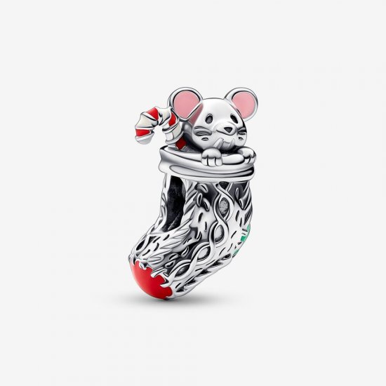 PANDORA Charm festivo de ratón y calcetín - 792366C01 - Haga click en la imagen para cerrar