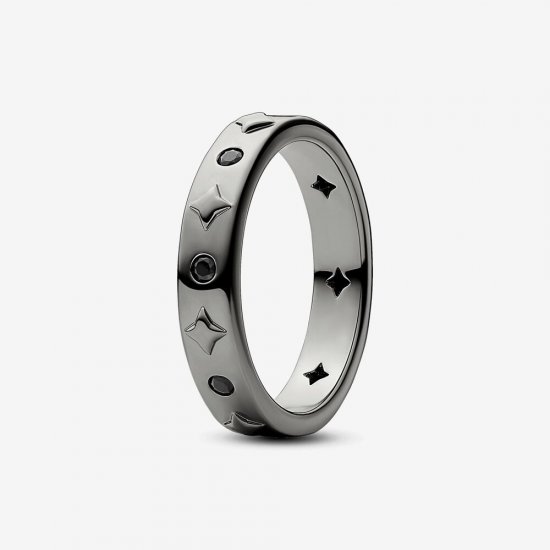 Anillo Pandora Star bañado en rutenio con cristal negro - 142784c01 - Haga click en la imagen para cerrar