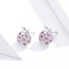 Pendientes de botón de estilo Pandora en plata con diseño de mariquita - SCE715