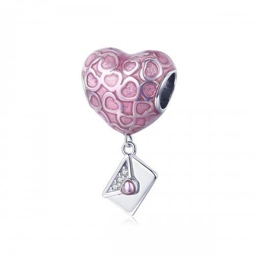 Charm colgante estilo Pandora de plata con el mensaje "Love You Slowly" - S
