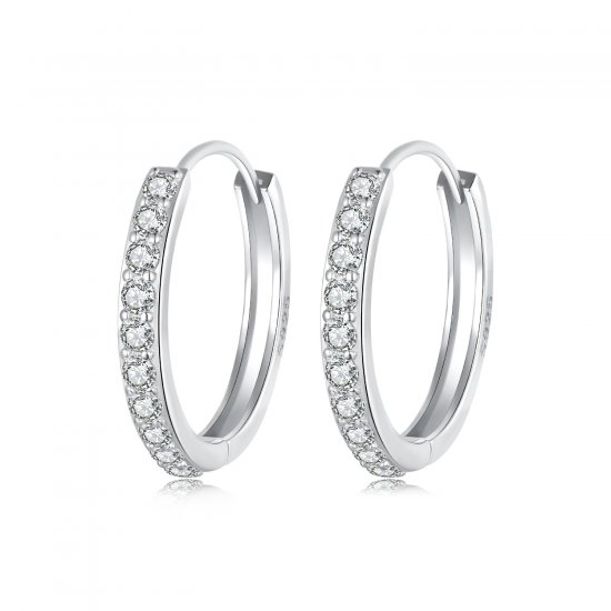 Pendientes sencillos de plata de ley estilo PANDORA - BSE1060-AL - Haga click en la imagen para cerrar
