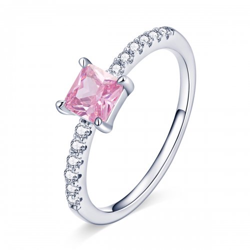 Anillo de estilo Pandora con halo cuadrado de brillo - BSR191