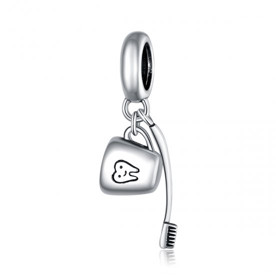 Colgante de taza y cepillo de dientes plateado estilo Pandora - SCC1597 - Haga click en la imagen para cerrar