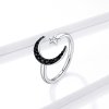Anillo abierto de Luna y Estrella, estilo Pandora, en plata - BSR137