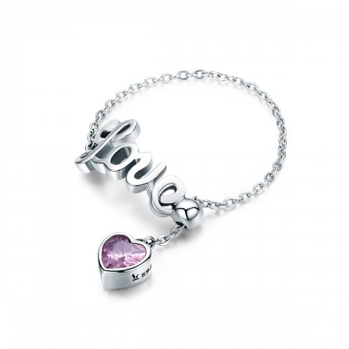 Anillo de plata estilo Pandora con diseño de amor - SCR246