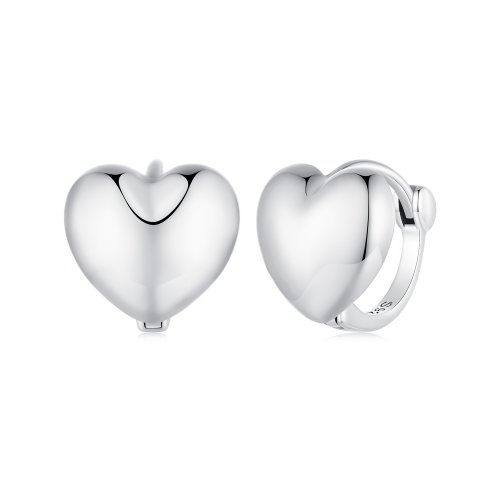 Aretes de argolla en forma de corazón estilo Pandora - BSE905