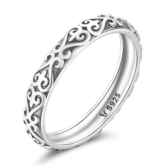 Anillo de estilo Pandora con patrón retro en relieve - SCR776 - Haga click en la imagen para cerrar
