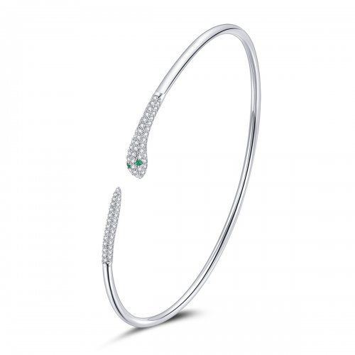 Pulsera abierta de serpiente plateada estilo Pandora - SCB206