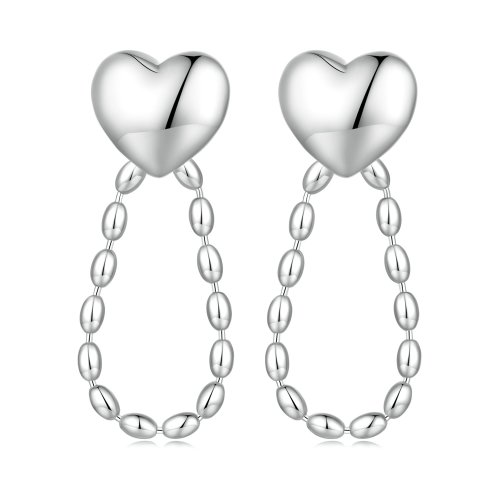 Pendientes colgantes con borlas en forma de corazón estilo Pandora - BSE825