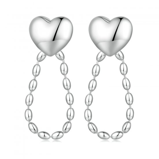 Pendientes colgantes con borlas en forma de corazón estilo Pandora - BSE825 - Haga click en la imagen para cerrar
