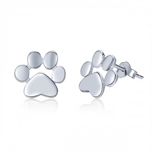 Pendientes de Plata Estilo Pandora con Diseño de Huella tierna - SCE407-2