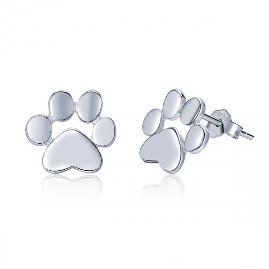 Pendientes de Plata Estilo Pandora con Diseño de Huella tierna - SCE407-2 - Haga click en la imagen para cerrar