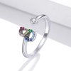 Anillo abierto estilo Pandora con letra S en colores vibrantes - SCR723-S