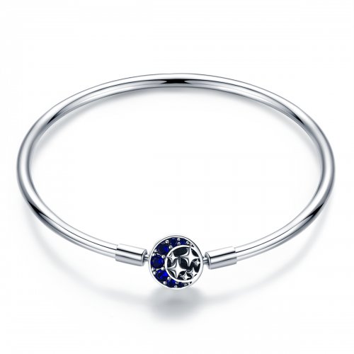 Pulsera rígida de plata estilo Pandora con cielo estrellado - SCB080