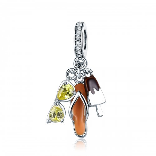Pendiente colgante de verano agradable de estilo Pandora en plata - SCC770