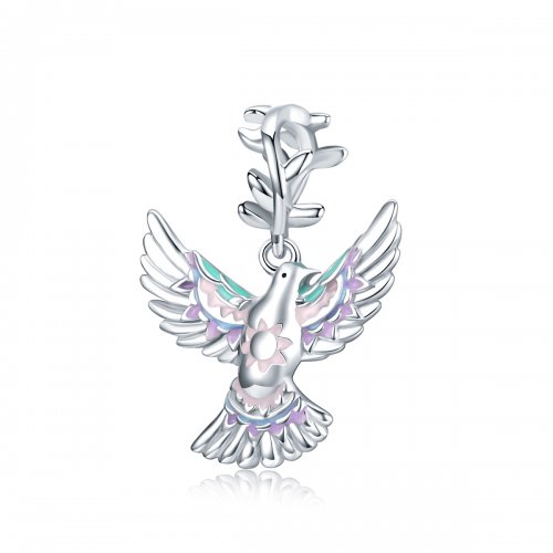 Charm de plata estilo Pandora con paloma de la paz - BSC295
