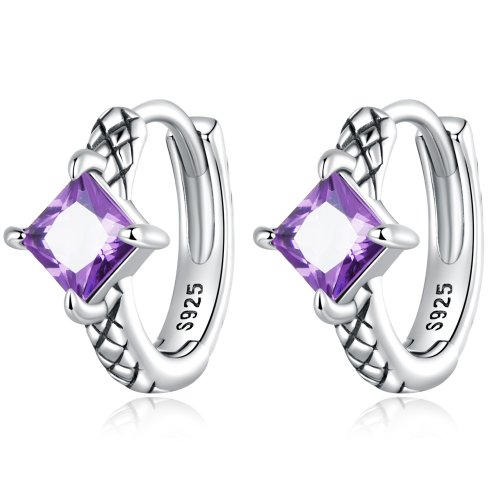 Aros de aro con patrón de serpiente estilo Pandora y circonitas - SCE1417