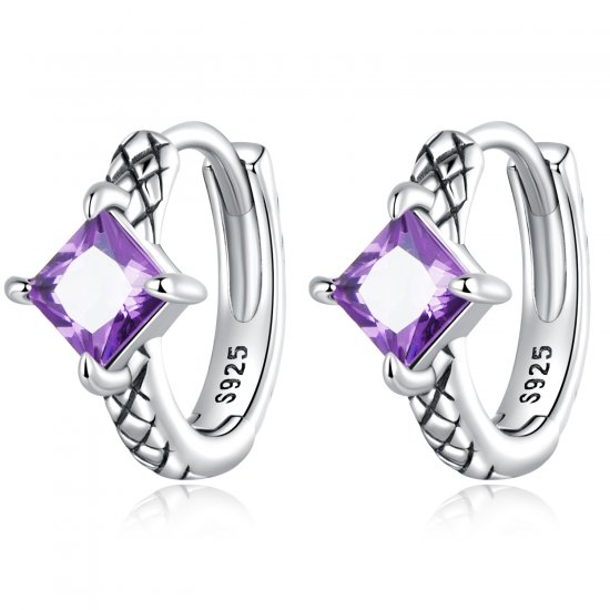 Aros de aro con patrón de serpiente estilo Pandora y circonitas - SCE1417 - Haga click en la imagen para cerrar