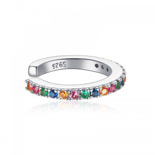 Aro para la oreja con estilo Pandora de plata con arcoíris - SCE993-A