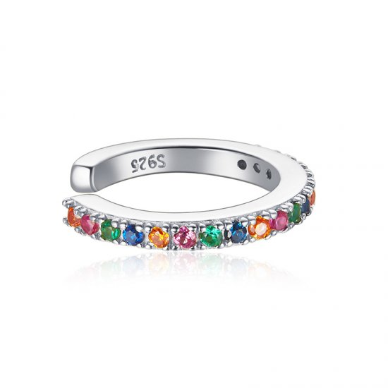Aro para la oreja con estilo Pandora de plata con arcoíris - SCE993-A - Haga click en la imagen para cerrar