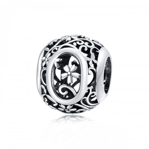 Charm Pandora estilo abierto de flor con letra O - SCC1444-O