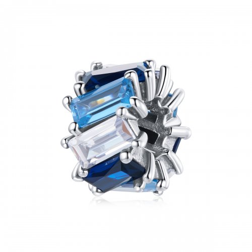 Charm de separador cuadrado azul plateado estilo Pandora - SCC1806