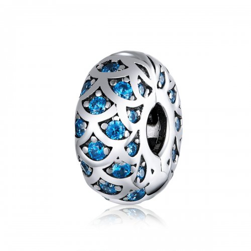 Clip de Elegancia Azul Plateado Estilo Pandora - SCC1513
