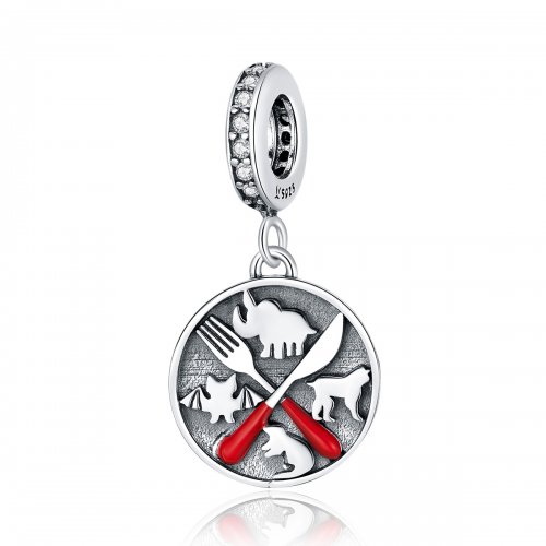 Colgante estilo Pandora "Rechaza comer animales salvajes" - SCC1588