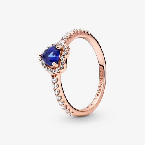Anillo Pandora Corazón en Relieve Azul Brillante - 188421C01