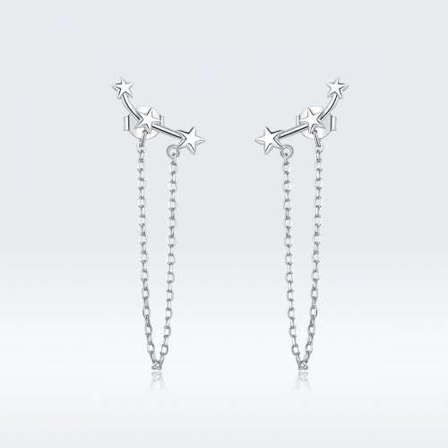 Pendientes colgantes de estilo Pandora en plata con estrellas - BSE361