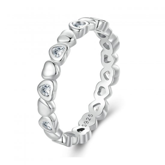 Anillo de estilo Pandora con corazones - BSR421 - Haga click en la imagen para cerrar